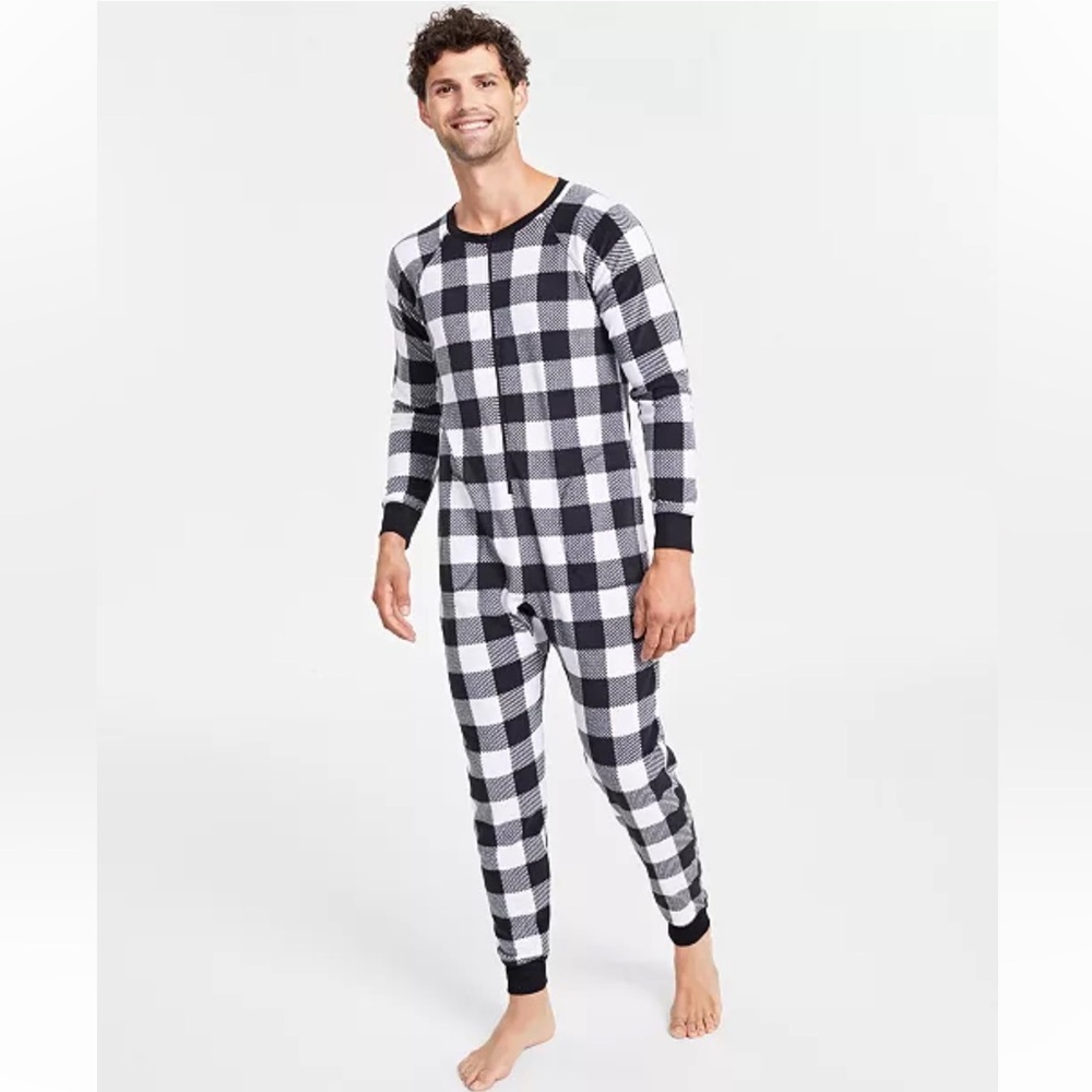 Family Pajamas Men's Checkered One-Piece/Onesie Soft Pajama w/ Pockets|‎ NEW/NWT